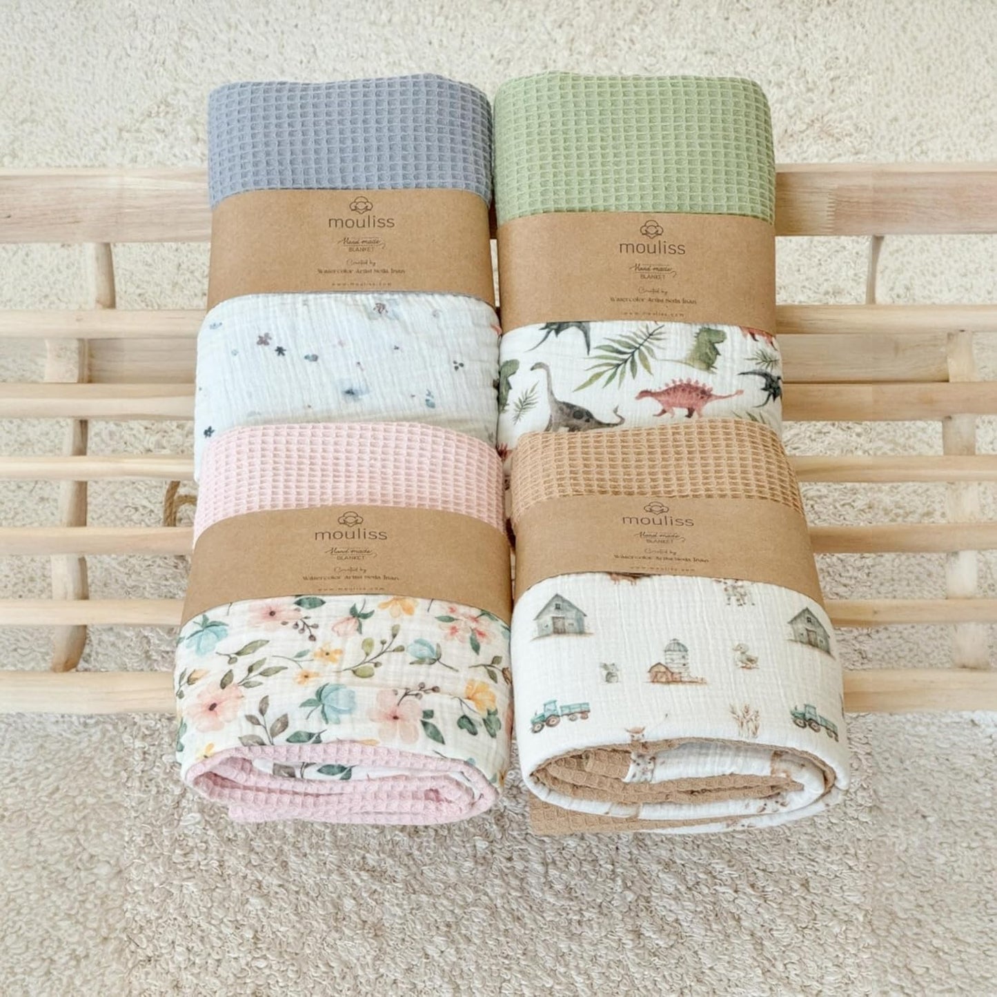 Personalized Baby Blanket with Name – Handmade 100% Organic Cotton Newborn Gift | Custom Knit