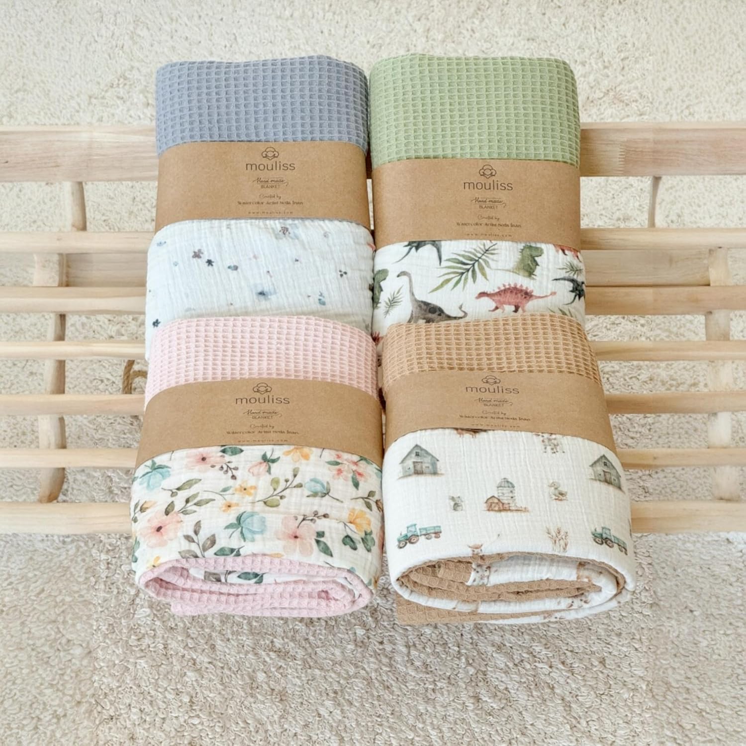 Personalized Baby Blanket with Name – Handmade 100% Organic Cotton Newborn Gift | Custom Knit