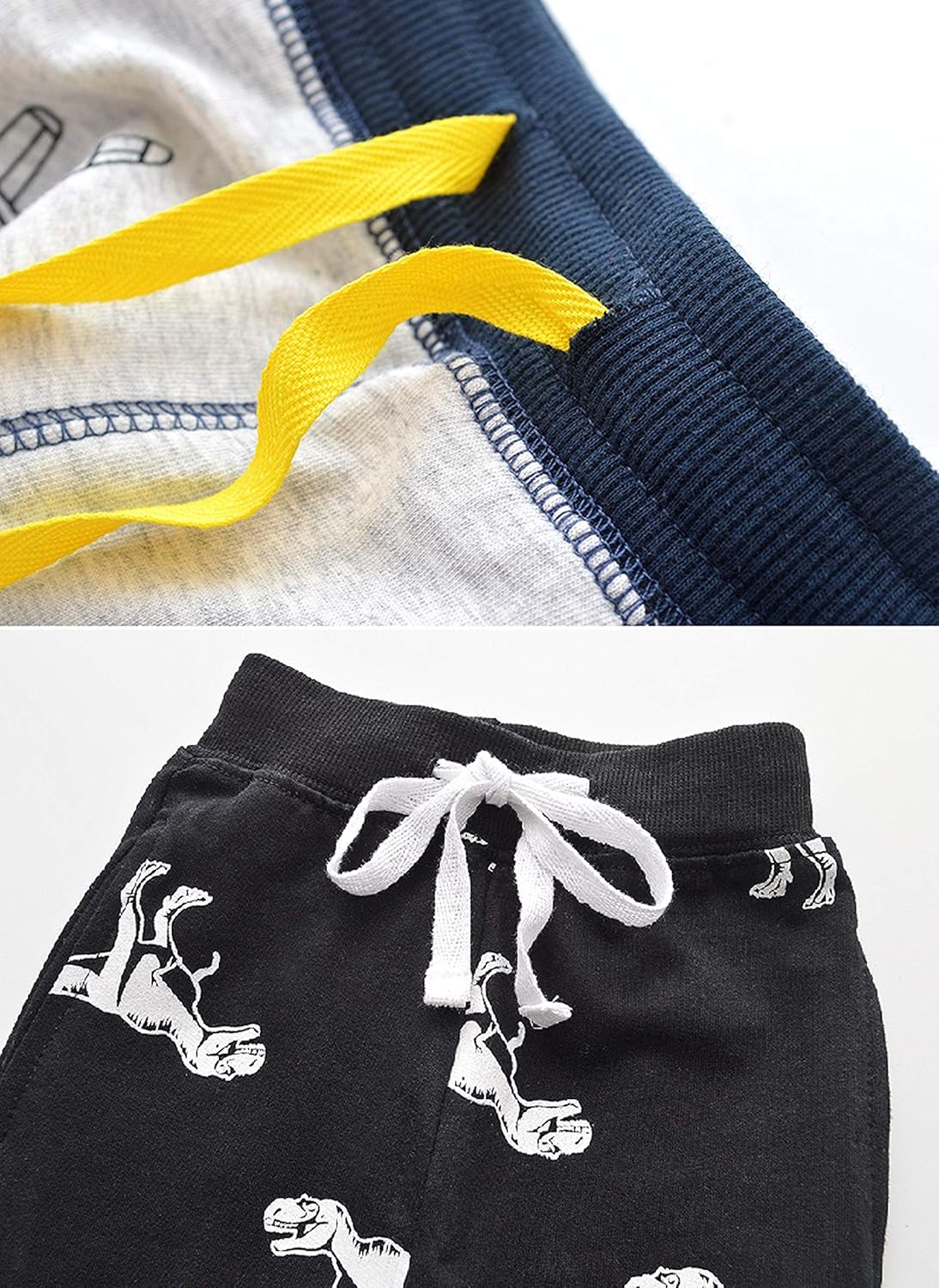 HUAER& Baby Boy's Jogger Pants Dinosaur Car Drawstring Elastic Sweatpants