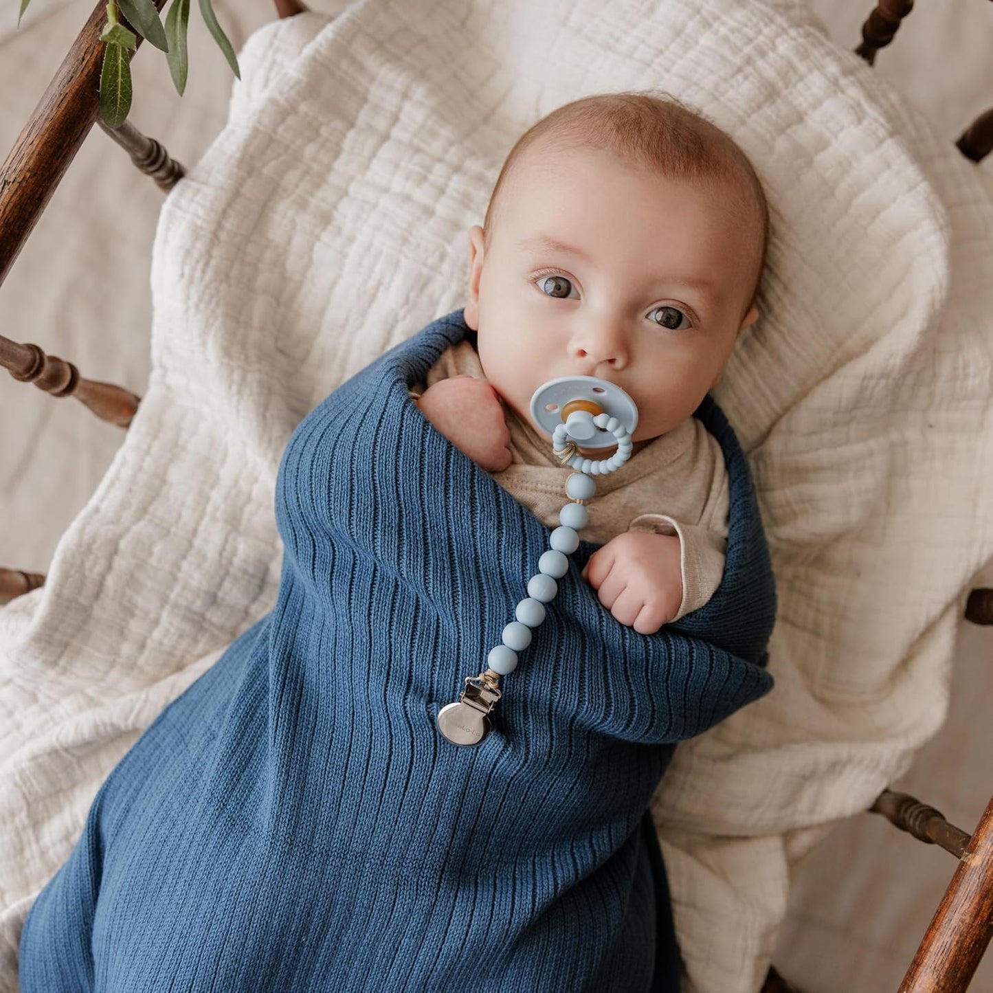 Organic Ribbed Swaddle Blanket for Boys & Girls - 100% Luxury Organic Soft Cotton Knit Warm Cozy
