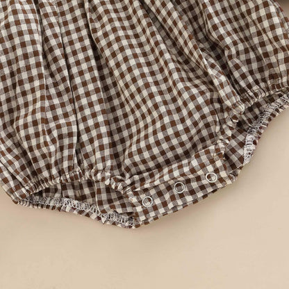Douhoow Infant Baby Girl Plaid Romper Baby Sweatshirt Romper Ruffle Festival Clothes Fall Winter Outfits with Headband