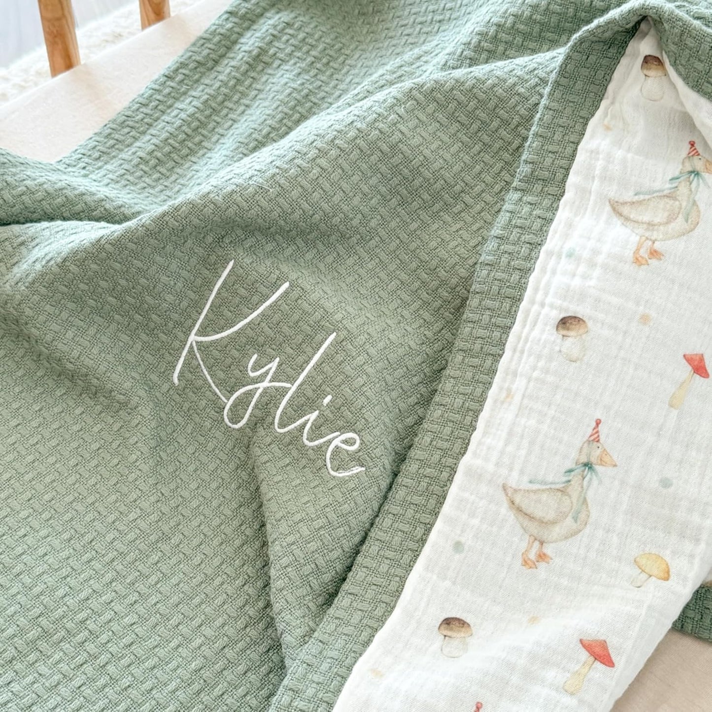 Personalized Baby Blanket with Name – Handmade 100% Organic Cotton Newborn Gift | Custom Knit