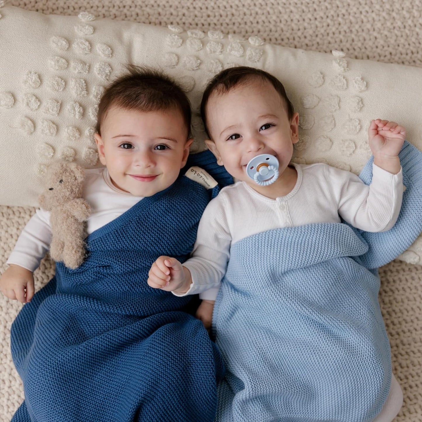 Heritage Knit Organic Cotton Receiving Swaddle Blanket for Boys - 100% Organic Soft Luxury Cotton