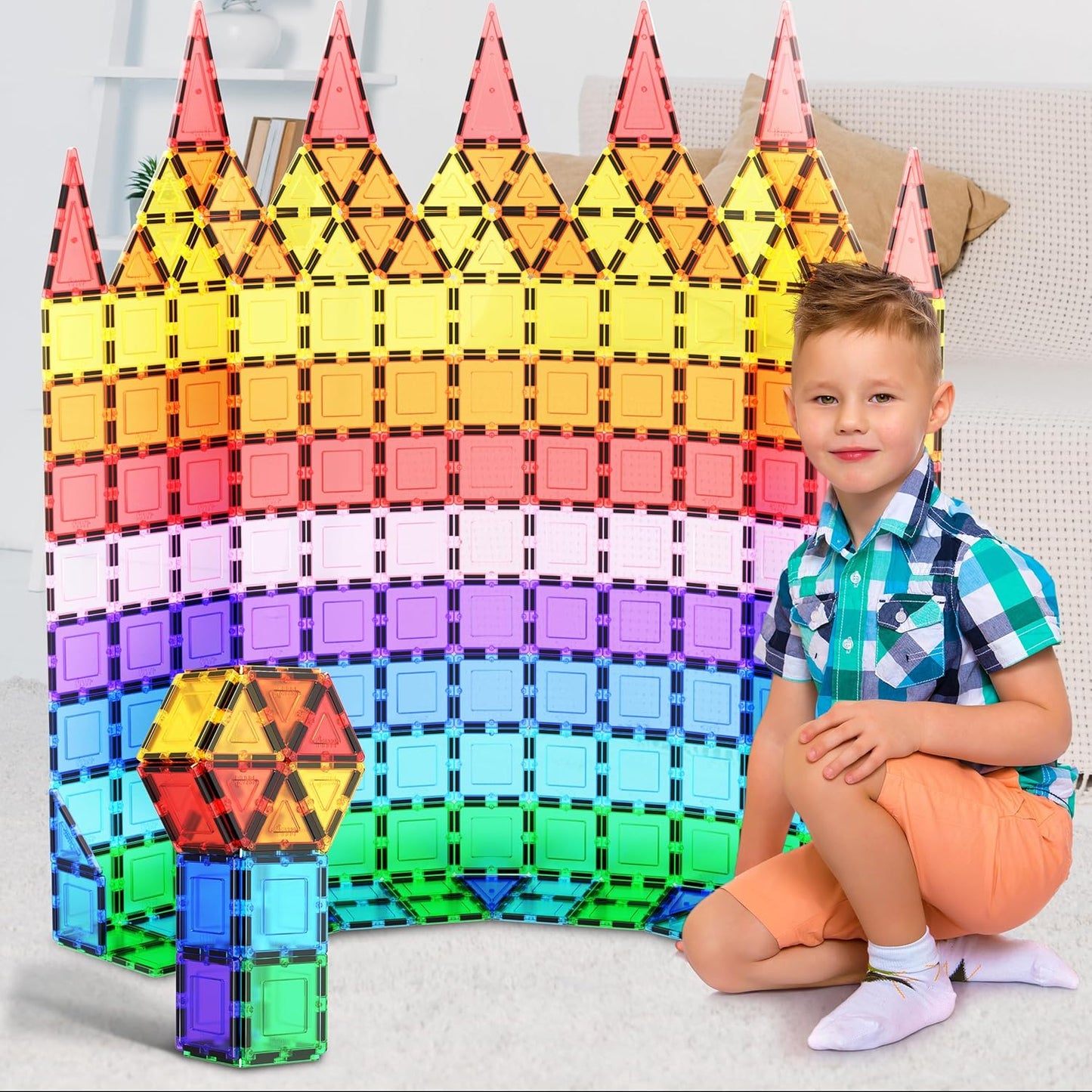 PicassoTiles 100 Piece Set 100pcs Magnet Building Tiles Clear Magnetic 3D Blocks Construction Playboards, Creativity Beyond Imagination, Inspirational, Recreational, Educational Conventional