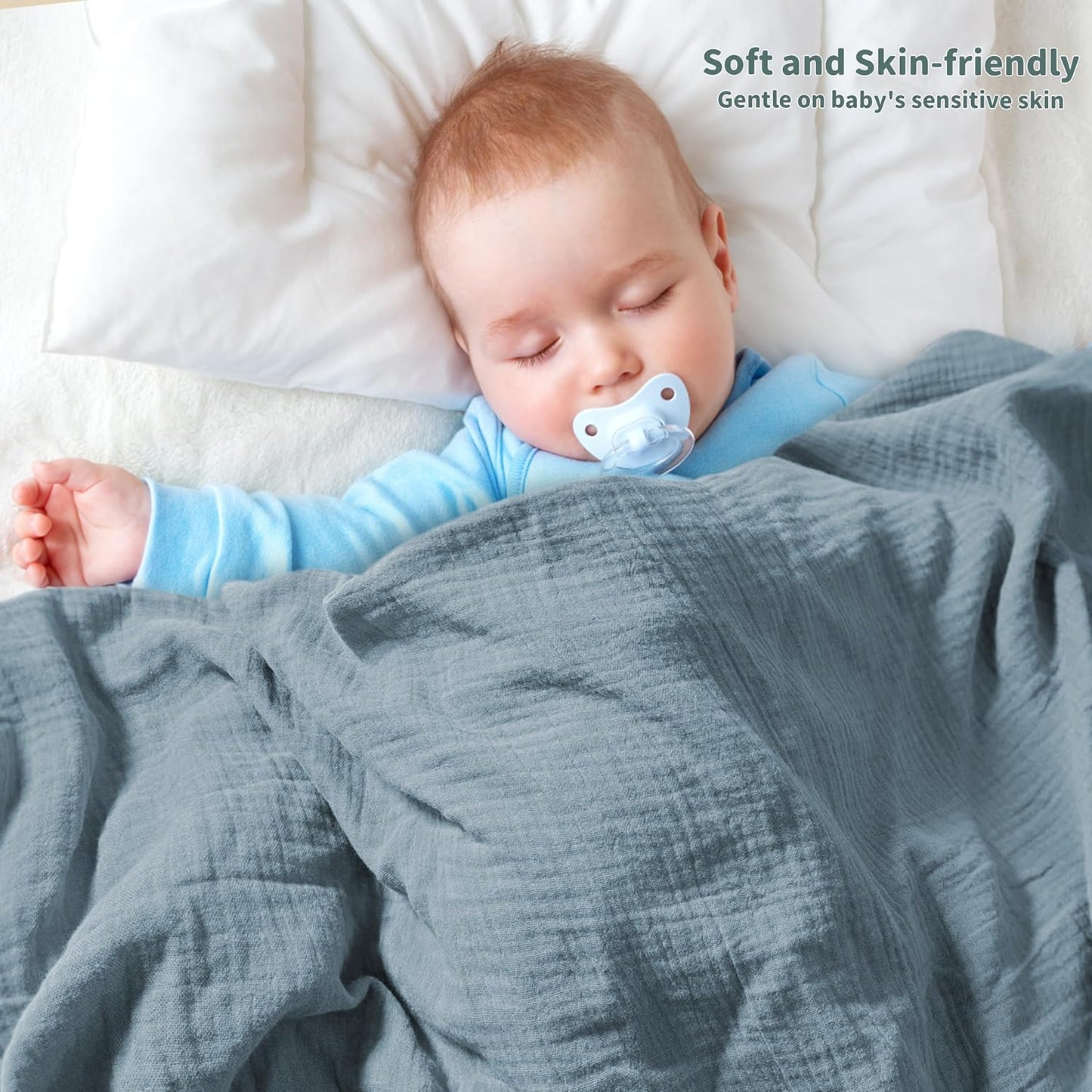 Muslin Swaddle Blankets for Newborn, 2 Pack Breathable Soft Receiving Blanket, Large 41 x 41 inches
