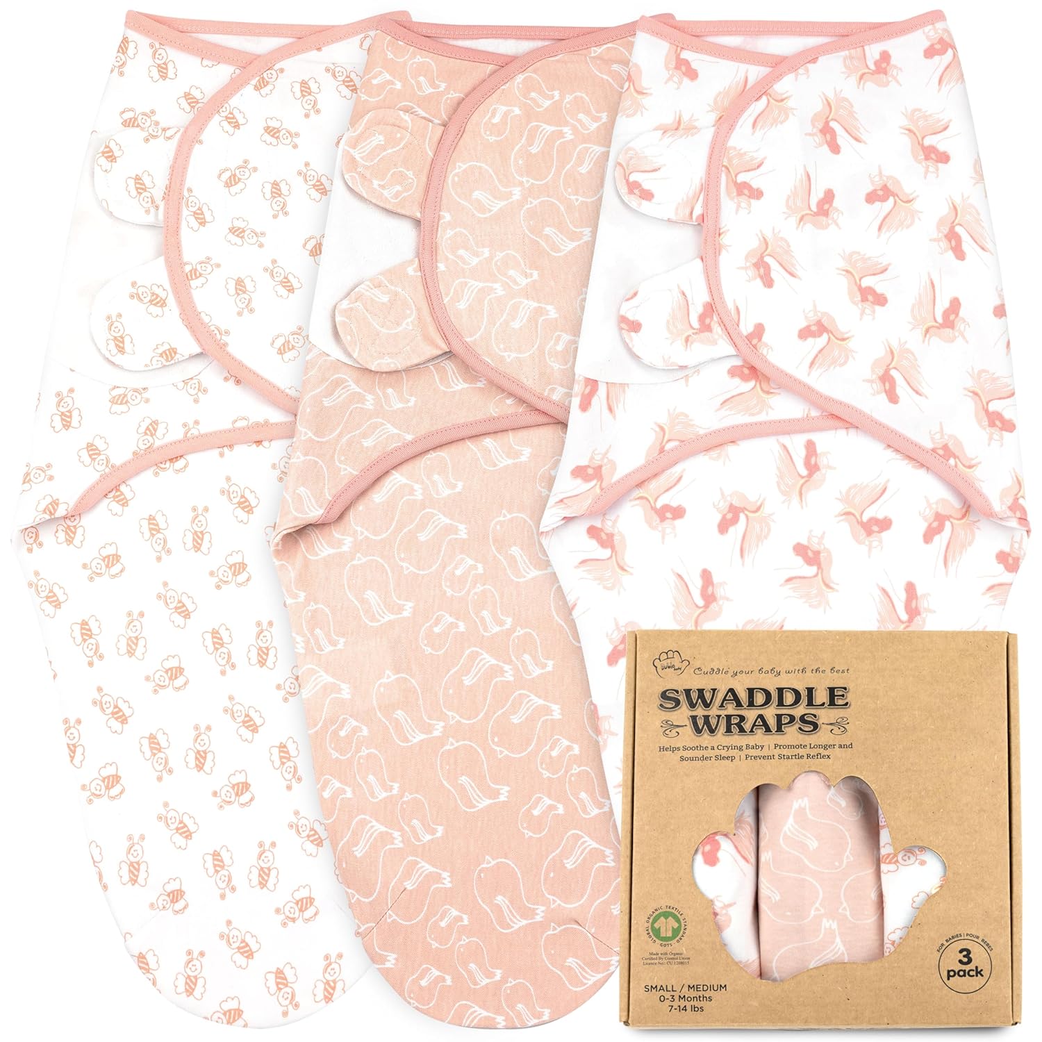 Bublo Baby Swaddles for Newborns – 3-Pack Infant Swaddles 0-3 Months – Adjustable Newborn Swaddle