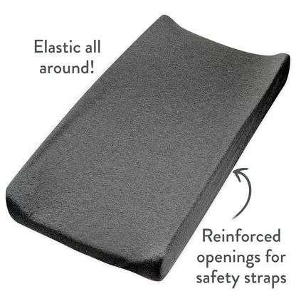HonestBaby Boys Organic Cotton Changing Pad Cover, Gray Charcoal, One Size