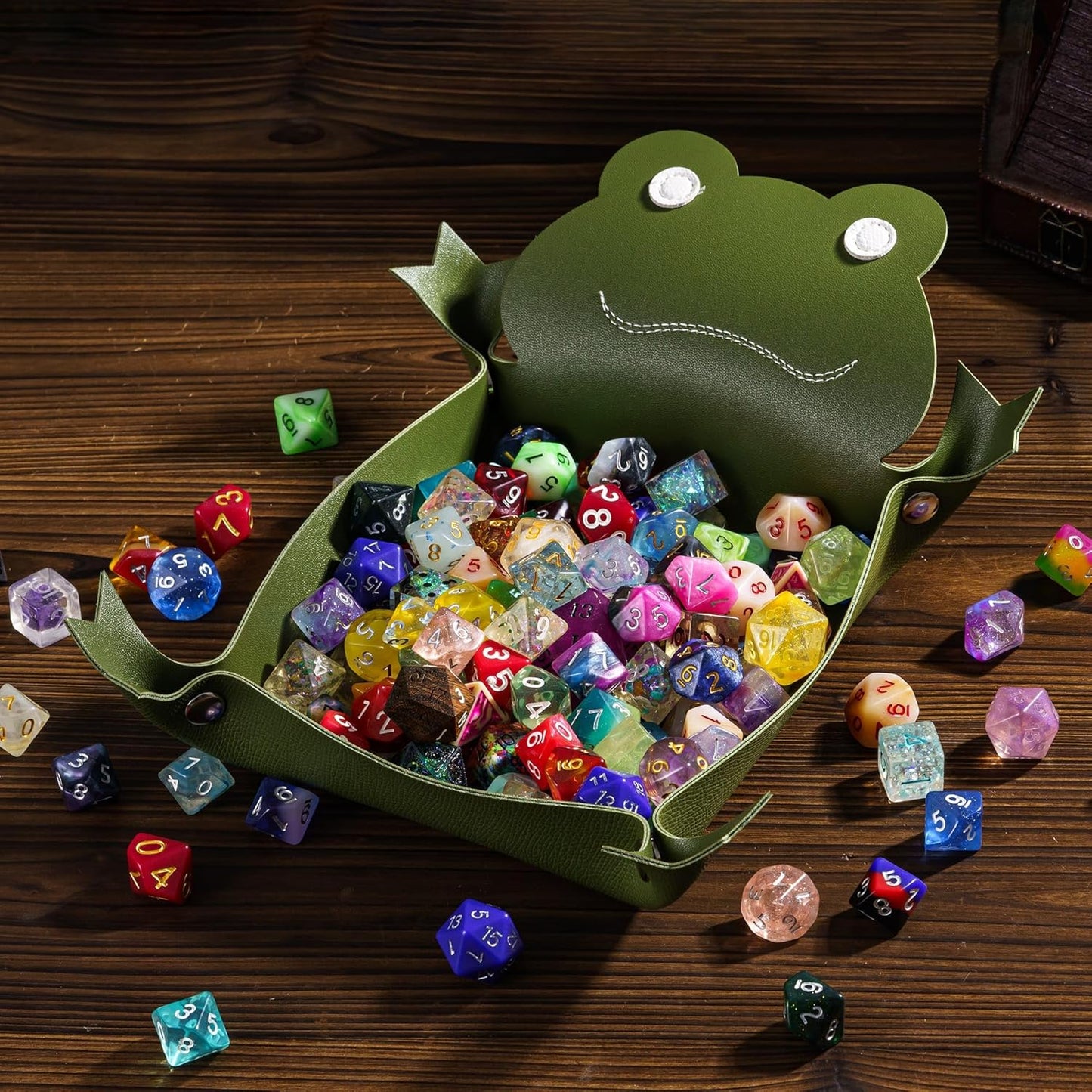 Frog Dice Tray, Foldable Dice Rolling Tray, Portable Storage Accessories Desk Organizer for DND Tabletop RPG Games
