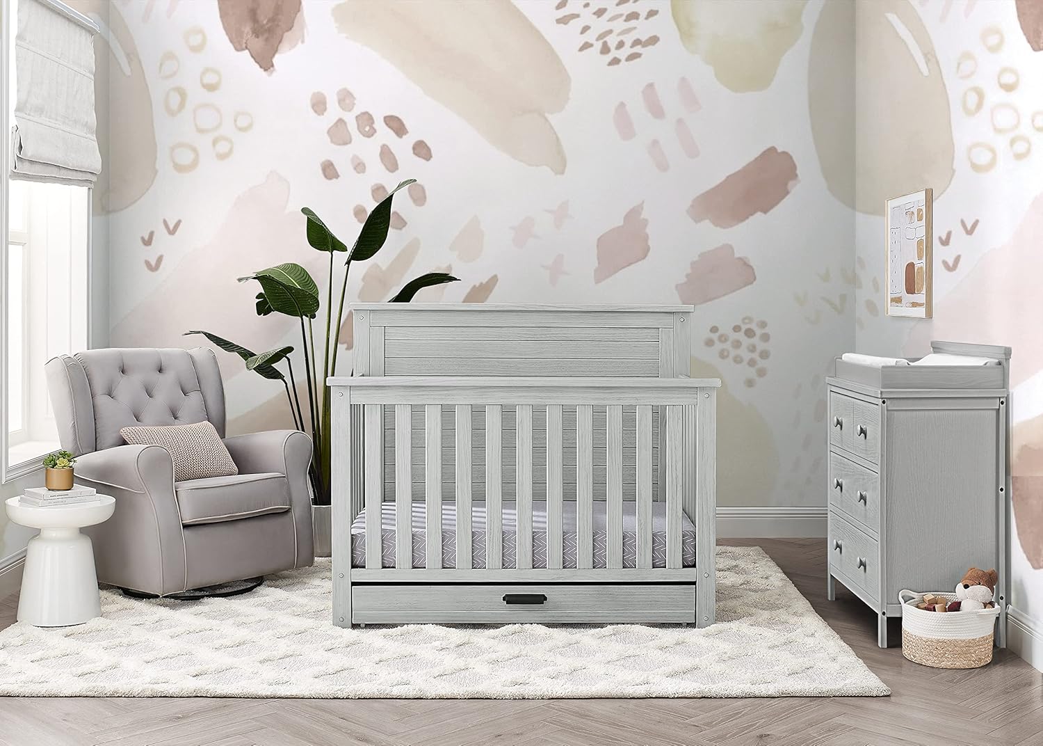 Delta Children Simmons Kids Caden 6-in-1 Convertible Crib with Trundle Drawer, Greenguard Gold
