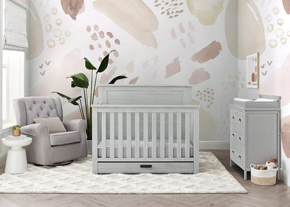 Delta Children Simmons Kids Caden 6-in-1 Convertible Crib with Trundle Drawer, Greenguard Gold