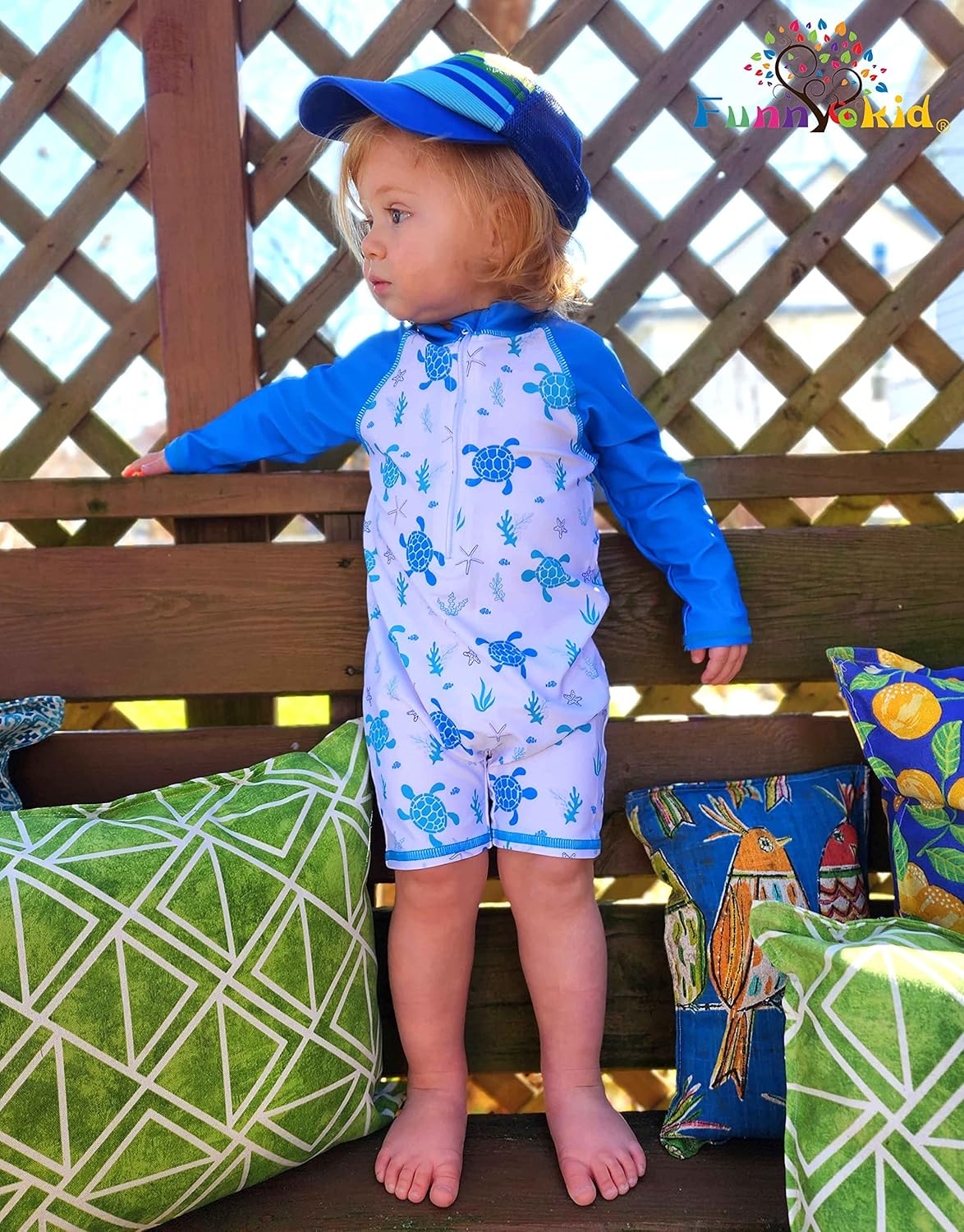 Funnycokid Baby Swimsuit Boy Toddler Bathing Suit Rash Guard UPF 50+ Swimwear 6 Months-4T