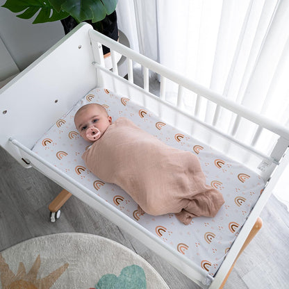 Comfy Cubs Muslin Swaddle Blankets Pack of 4, 47 x 47 Inches, Soft Cotton Baby Blanket Set, Large Multipurpose Swaddling Wraps for Newborns - Self-Soothing Swaddle - Cream, Blush, Bold Blush, Mauve