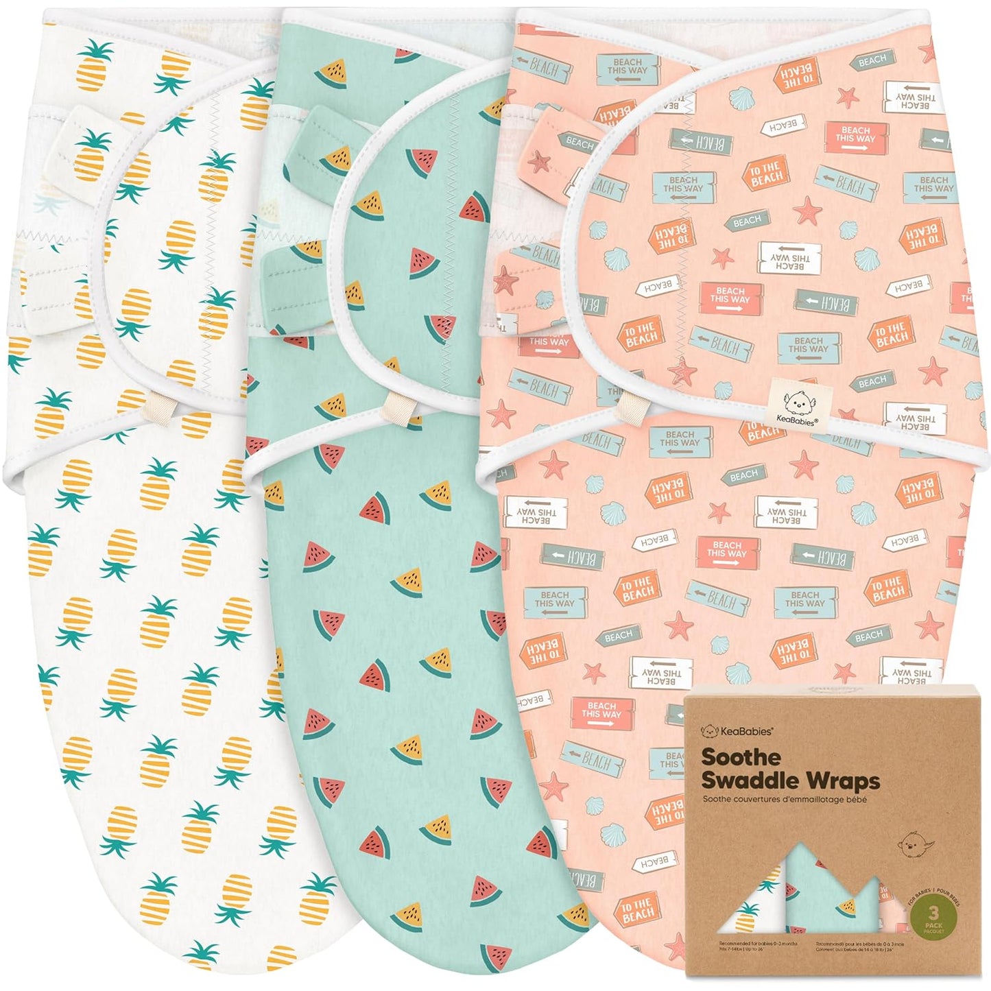KeaBabies 3-Pack Organic Baby Swaddle Sleep Sacks - Swaddles for Newborns, Infant 0-3 Months, Baby