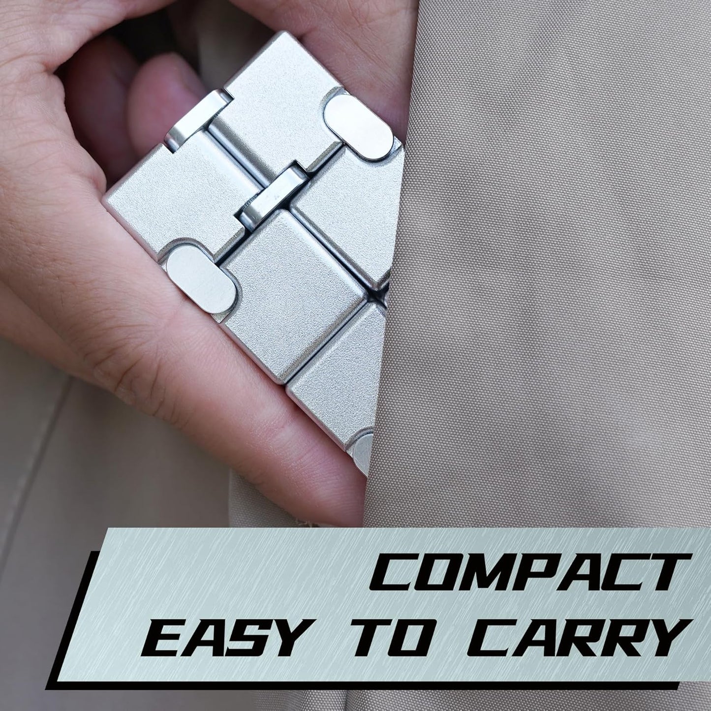 Fidget Infinity Cubes Metal, Desk Fidgets for Kids Adults, Hand Toys for Anxiety, ADHD, EDC, Stress Relief Sensory Toys for Teens (Silver)