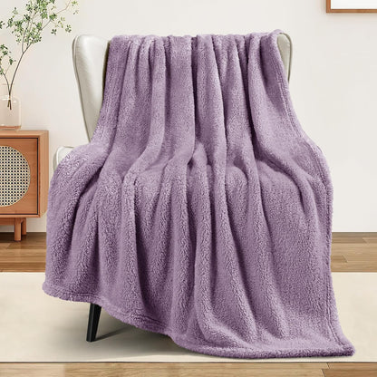 Exclusivo Mezcla Soft Fleece Throw Blanket for Couch, Super Soft Velvet Plush Bed Blanket, Fuzzy Cozy and Warm for All Seasons, 50x60 Inches, Grayish Purple