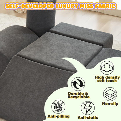 jela Foam Blocks 6Pcs Soft Play Equipment Luxury Miss Fabric, Toddler Climbing Toys Indoor Soft Play Climbing for Toddlers, Lightweight Climbing Blocks for Babies, Kids, Climb and Crawl Foam Playset