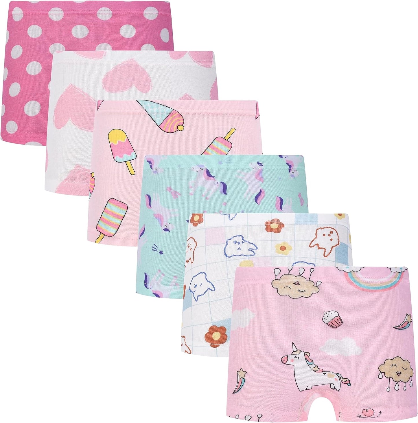 Cczmfeas Girls Hipster Cotton Underwear Boyshort Panties 6 Pack