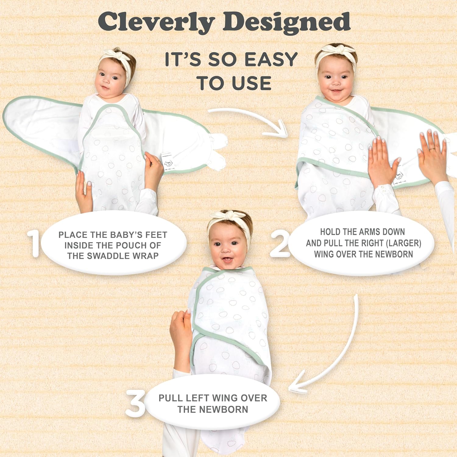 Bublo Baby Swaddles for Newborns – 3-Pack Infant Swaddles 0-3 Months – Adjustable Swaddle Sleep