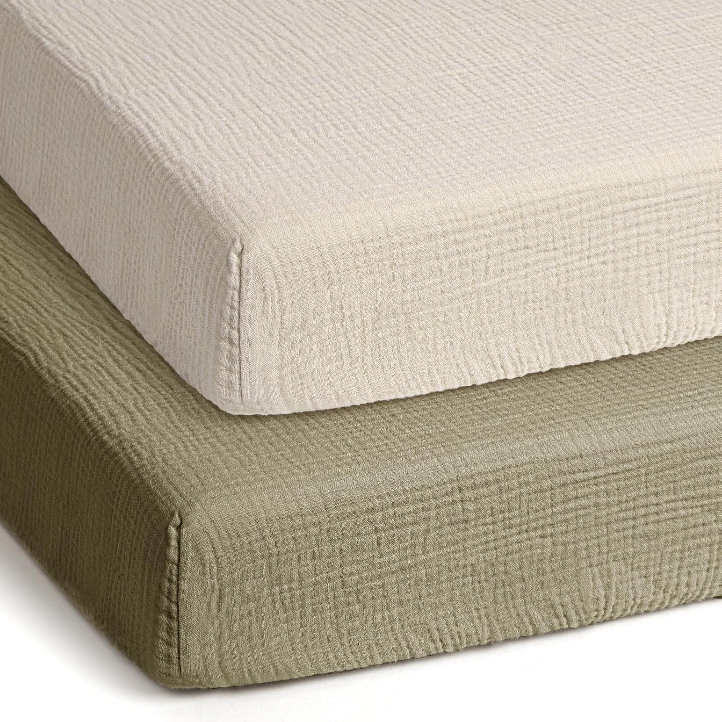 lulumoon Pack and Play Sheets Muslin: Cotton Fitted Sheets for Baby Trend Pack N Play - Soft