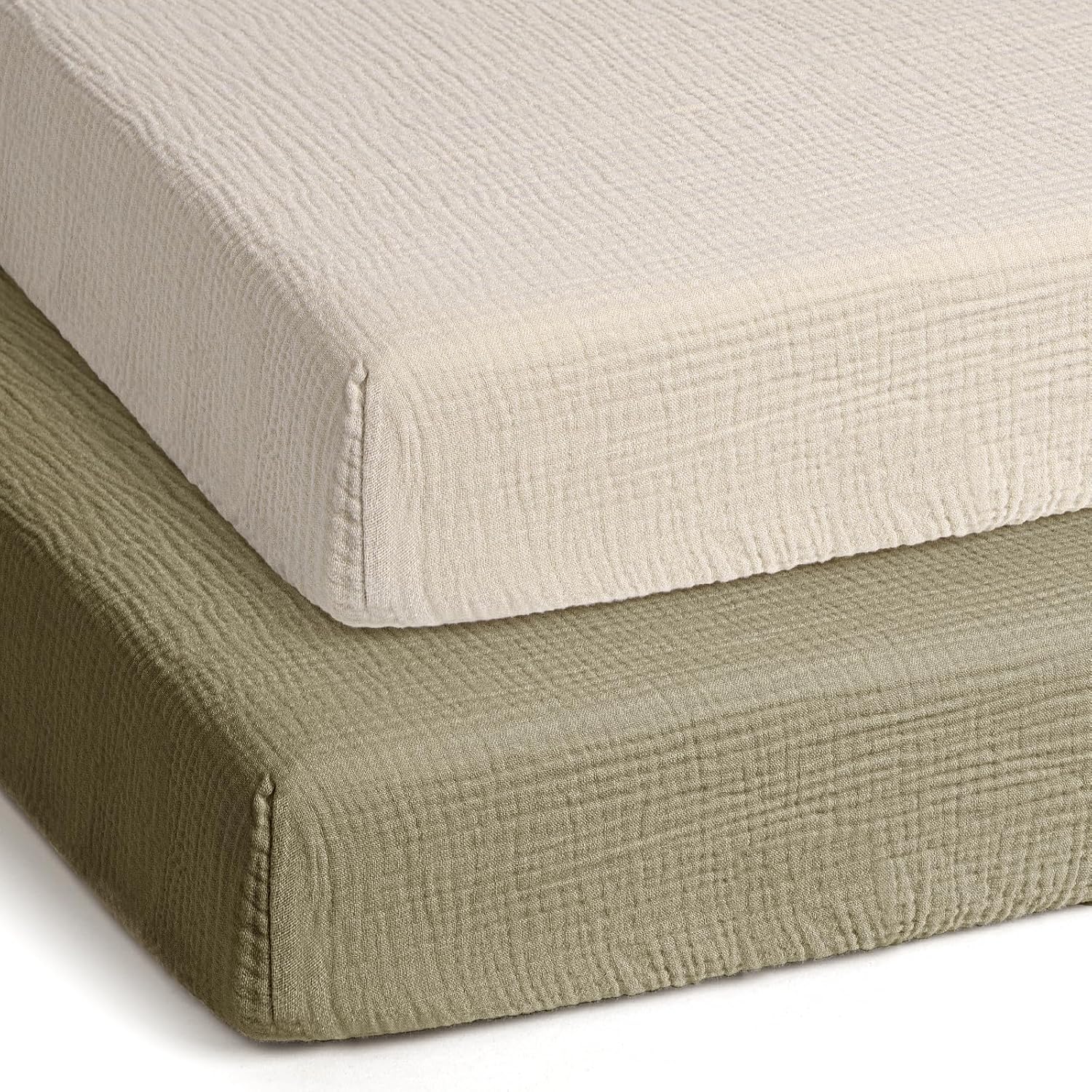 lulumoon Pack and Play Sheets Muslin: Cotton Fitted Sheets for Baby Trend Pack N Play - Soft