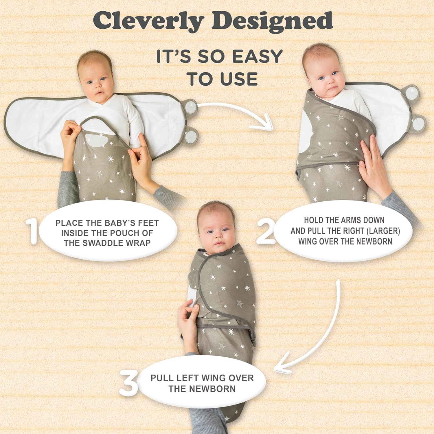 Bublo Baby Swaddles for Newborns – 3-Pack Infant Swaddles 0-3 Months – Adjustable Swaddle Sleep