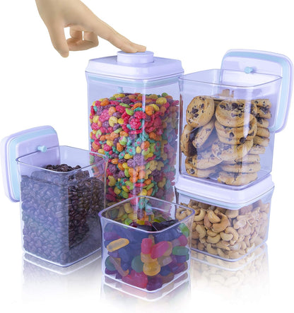 BopTop (5pc Set) Airtight Food Storage Container – Mechanical Silicone Seal Canister - BPA-Free