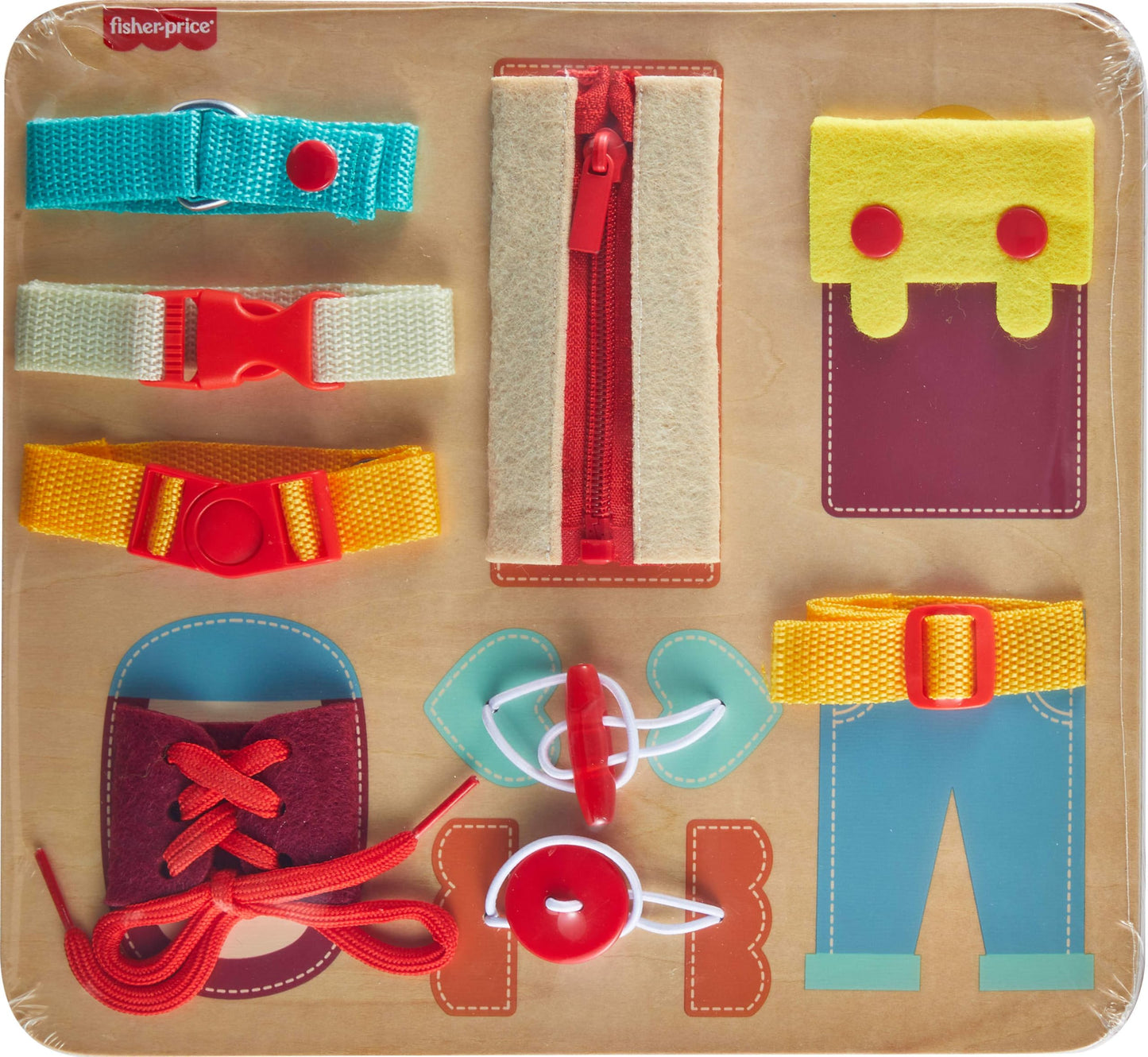 Fisher-Price Wood Montessori Dressing Board Busy Activity