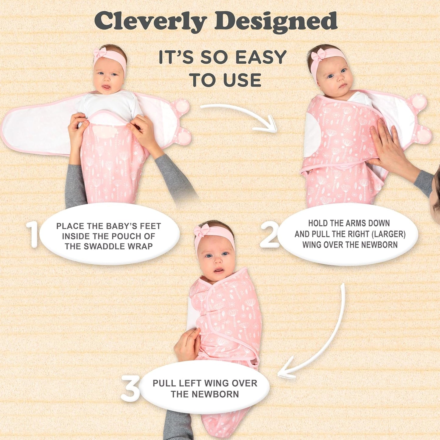 Bublo Baby Swaddles for Newborns – 3-Pack Infant Swaddles 0-3 Months – Adjustable Swaddle Sleep