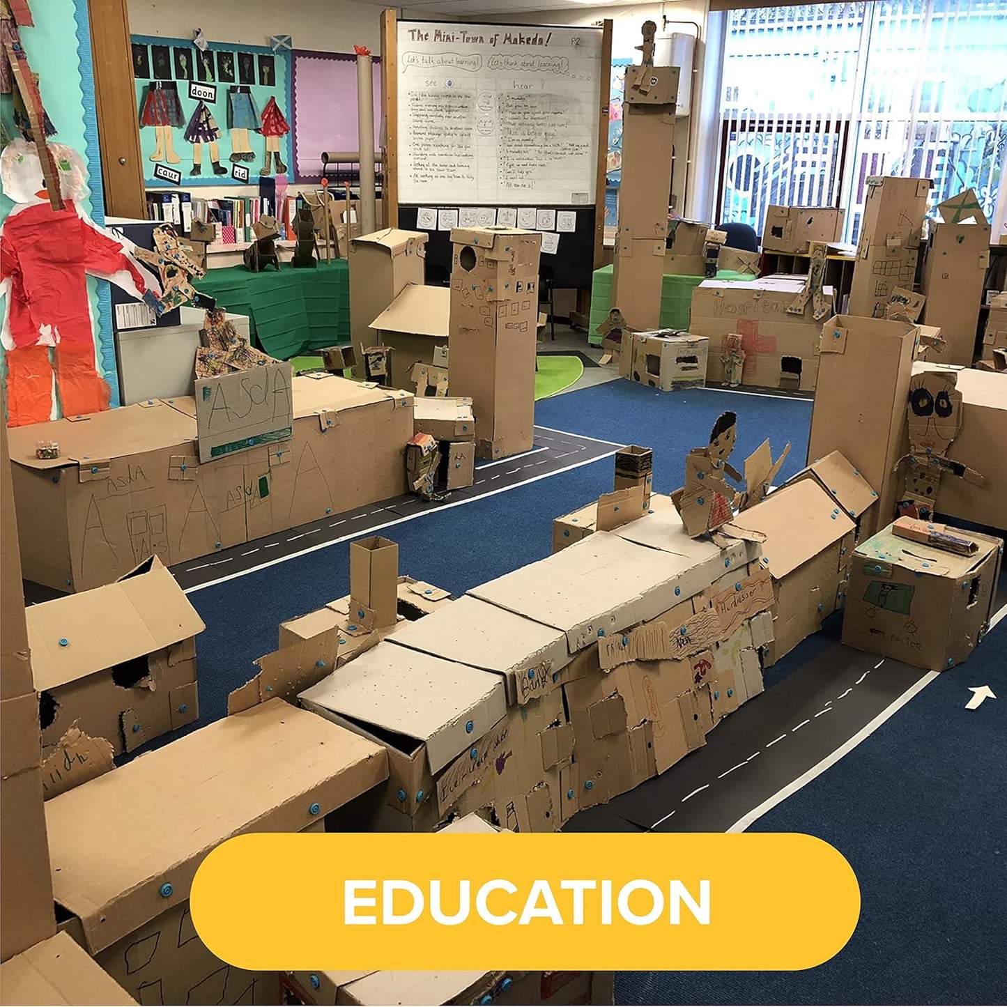 Makedo Invent | Upcycled Cardboard Construction Toolkit in Large Toolbox (360 Pieces) | STEM + STEAM Educational Toys for Classroom Learning | Resuable Tools for Boys and Girls Age 5+