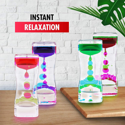 Liquid Motion Bubbler Sensory Toys – 2 Pc Set Bundle Stretchy String Fidget Toys Timer for Stress Relief and Anxiety Relief, Water Oil Toy for Hyperactivity Relaxation figit Fuchsia