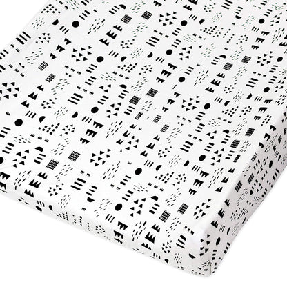 HonestBaby Organic Cotton Changing Pad Covers (Set of Two), Pattern Play/Heather Gray, One Size