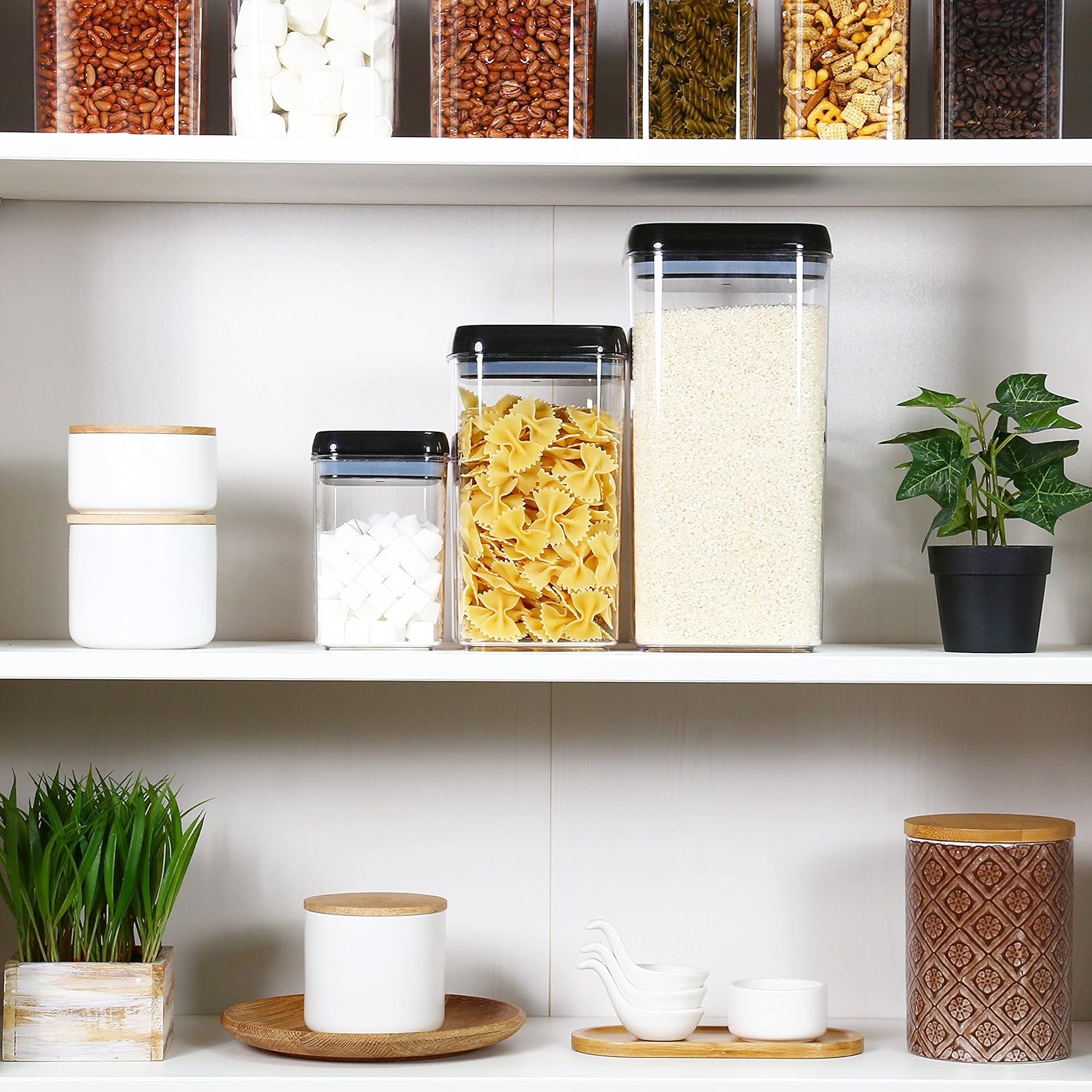 Felli Flip Tite Storage Container with Lid 6" XL Air Tight Ring Lock Top, Clear Acrylic Canister