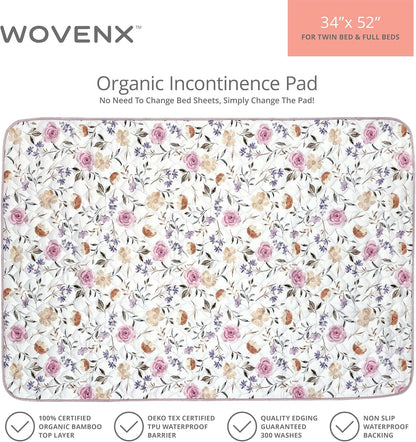 Organic Incontinence Pads for Kids & Toddlers - 5 Layer Waterproof Protectors for Overnight Bed