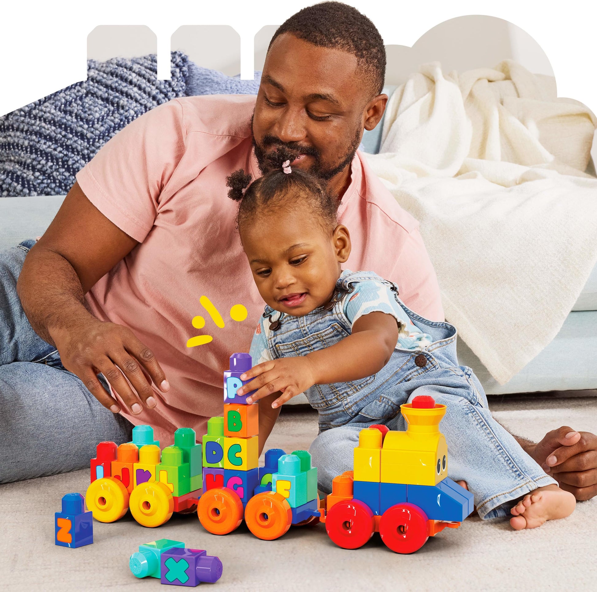 MEGA BLOKS First Builders Toddler Building Blocks Toy Set, ABC Musical Train with 50 Pieces, Music