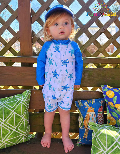 Funnycokid Baby Swimsuit Boy Toddler Bathing Suit Rash Guard UPF 50+ Swimwear 6 Months-4T