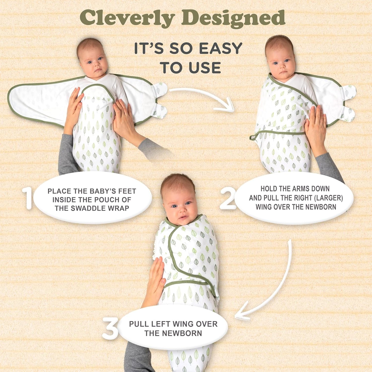 Bublo Baby Swaddles for Newborns – 3-Pack Infant Swaddles 0-3 Months – Adjustable Swaddle Sleep