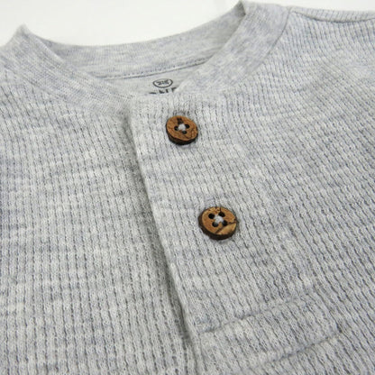 HonestBaby 5-pack Waffle Henley Long Sleeve Shirts 100% Organic Cotton for Infant Baby and Toddler Boys, Unisex