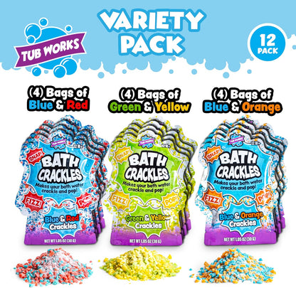 Tub Works® Bath Crackles Bath Toy, Variety 12 Pack | Nontoxic & Fragrance-Free | Makes Bath Water