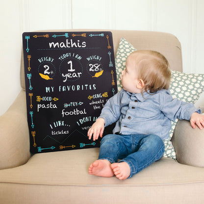 Tiny Idea’s Arrows Baby Milestone Chalkboard, Gender-Neutral Baby Photo Prop, Baby Décor Accessory