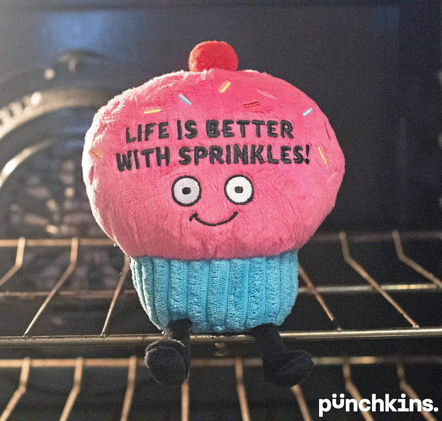 Cupcake Foodie Plushie, Funny Pun Meme Gag Gift, White Elephant, Stocking Stuffer Present, Great for Emotional Support, Fun Desk Accessory, Weighted Base for Display