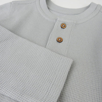 HonestBaby 5-pack Waffle Henley Long Sleeve Shirts 100% Organic Cotton for Infant Baby and Toddler Boys, Unisex