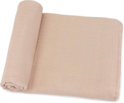 Comfy Cubs Muslin Swaddle Blankets Pack of 1 - 47 x 47 Inch Soft Cotton Baby Blanket Set, Large Multipurpose Wraps for Newborns - Self-Soothing Swaddles for Newborns - Blush