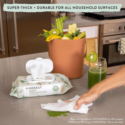 The Honest Company Clean Conscious Multi-Use Wipes | Hypoallergenic + Unscented for Sensitive Skin | Over 99% Water, Compostable, Plant Based, Baby Wipes | Balance Blues, 60 Count