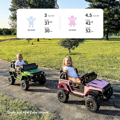 4WD Kids Ride on Car Truck, 12V 7Ah Kids Electric Vehicles Car Ride on Toy for Toddlers 3-5 with Remote Control - White